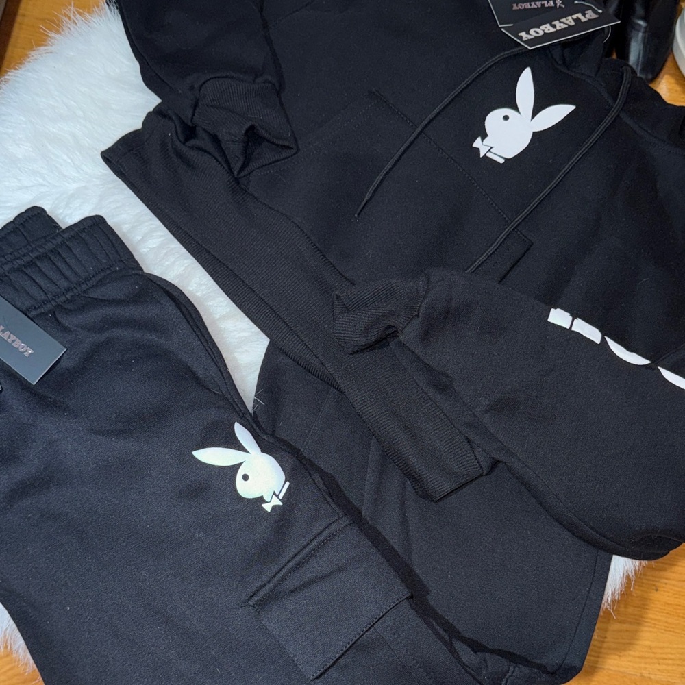 READ Playboy Black Jogger Set Small Med NEW